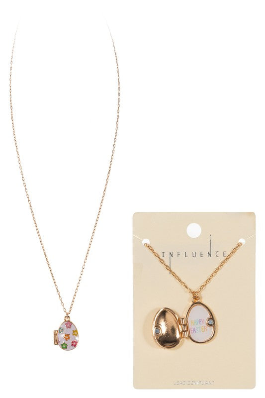 Easter Egg Shaped Enamel Locket Short Necklace
