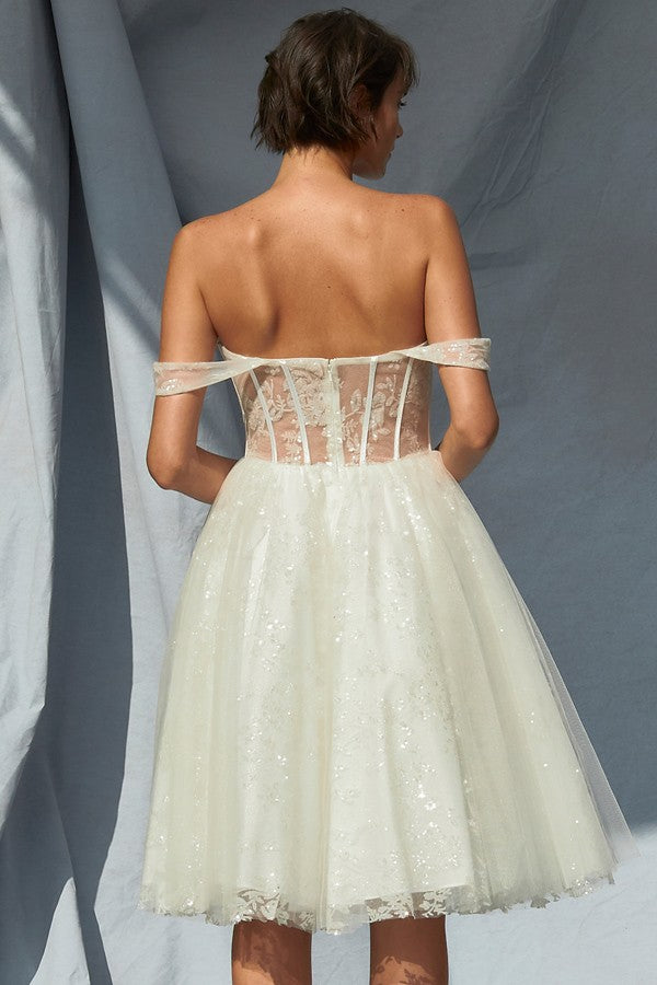 Strapless Sweetheart Pleat Top Mini Dress