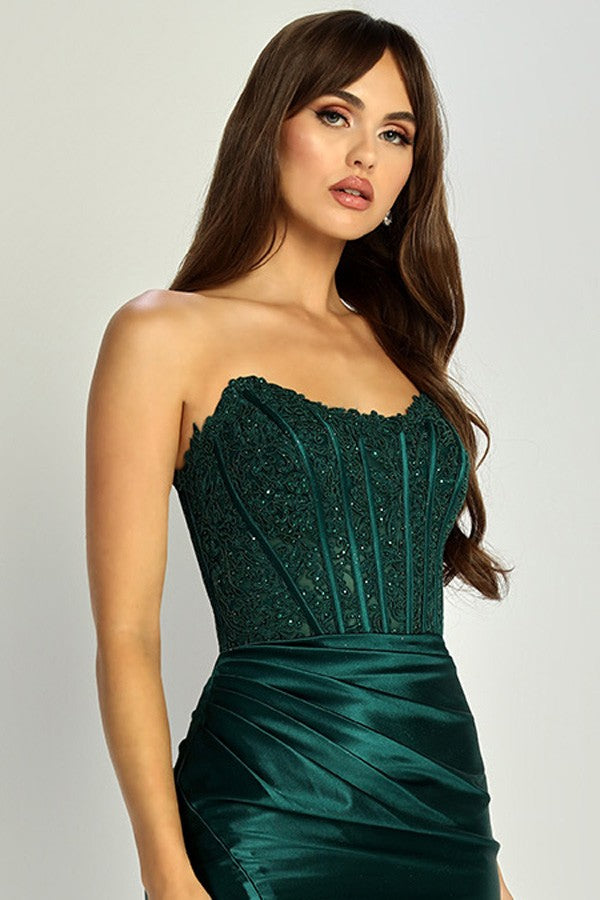 Strapless Swoosh Neck Bustier Corset Short Dress