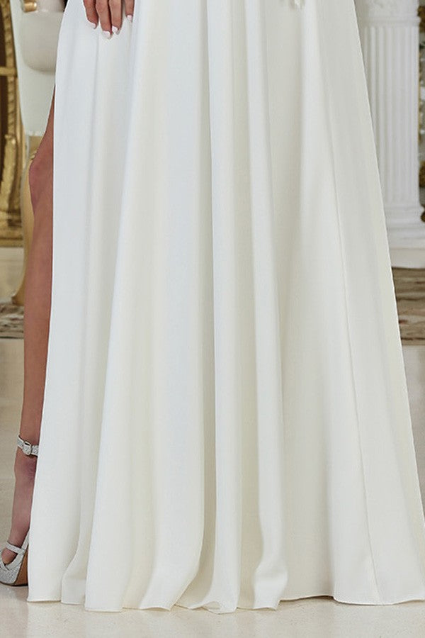 Off Shoulder Cowl Sweetheart Neckline Wedding Gown