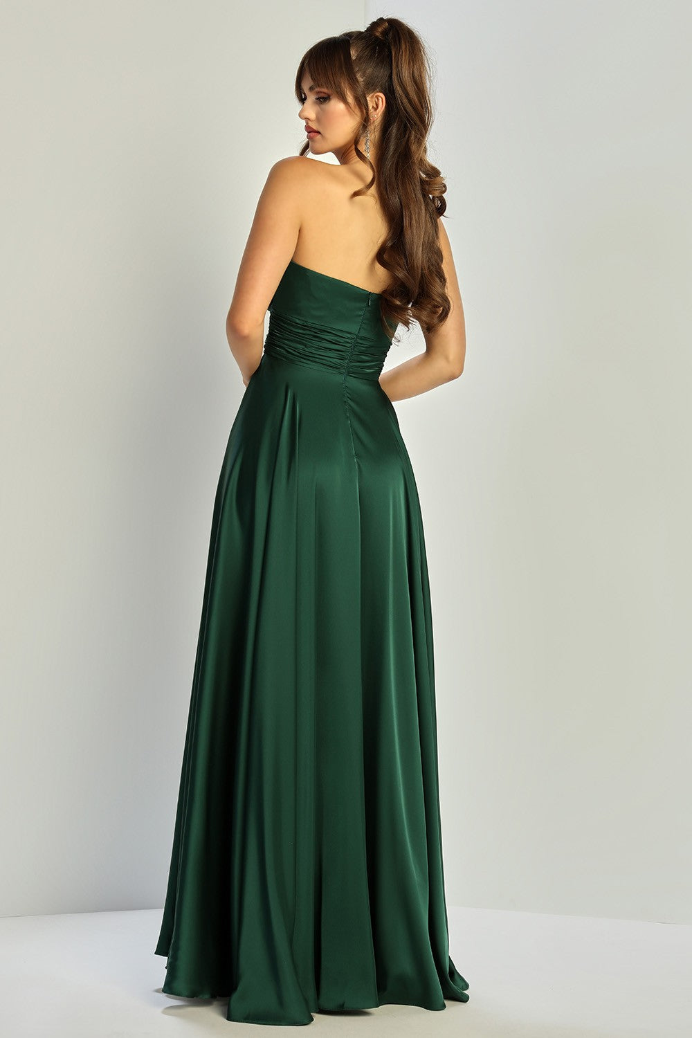 Strapless Twist Knot Top A Line Satin Bridesmaid D