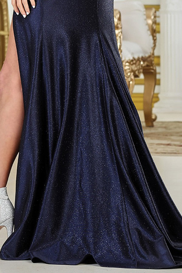 Sheer Cape Sleeve V Neckline Sheath Mob Dress