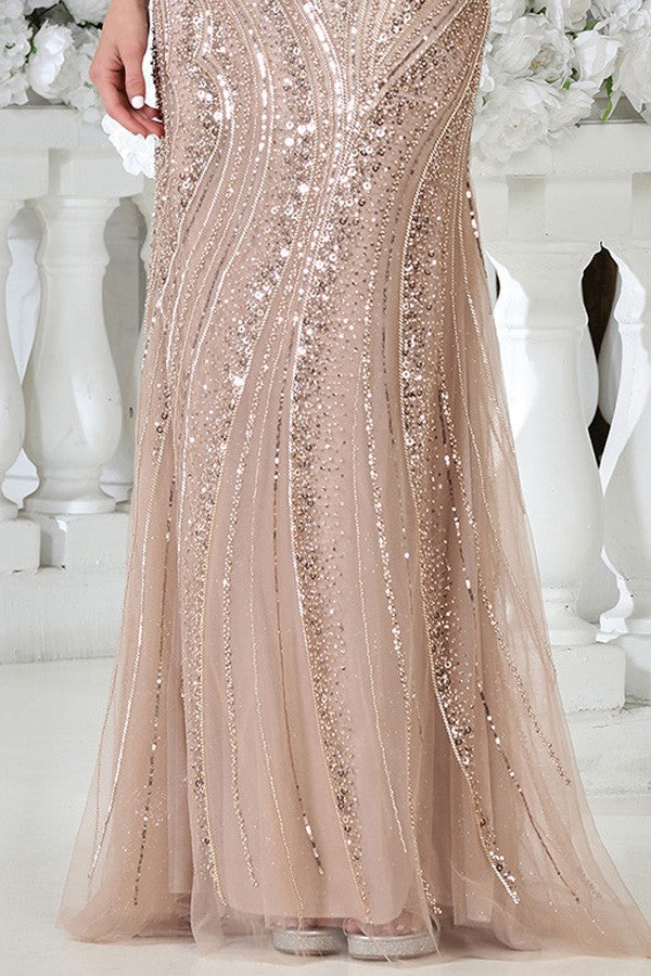Deep V Neck Embellished Mob Sheath Dress