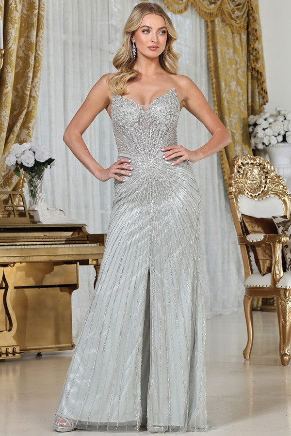 Sleeveless V Neckline Embellished Sheath Dress