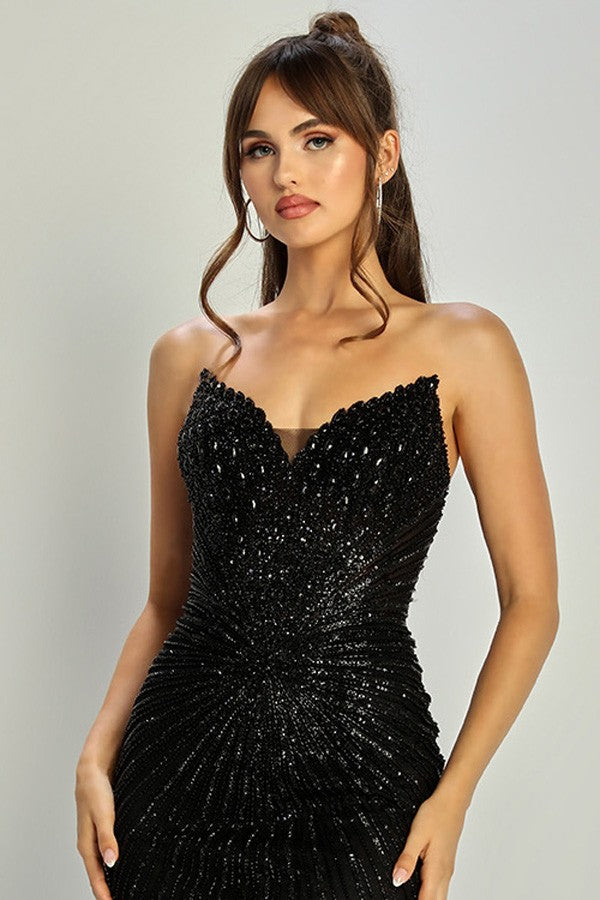Sleeveless V Neckline Embellished Sheath Dress