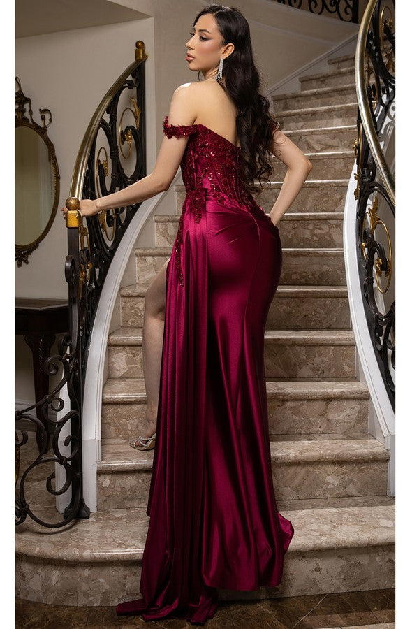 Off The Shoulder Sweetheart Embellished Top Satin