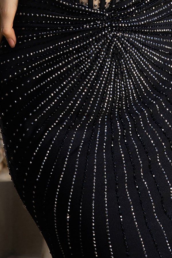 Sleeveless Embellished Illusion Top Mermaid Dress