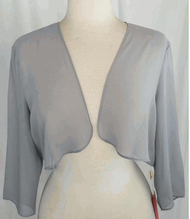 Beautiful Sheer Chiffon 3/4 sleeves Bolero Jacket /Shrug.#1005DQ(3 Colors Available , Black , Silver )