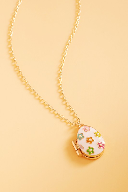 Easter Egg Shaped Enamel Locket Short Necklace