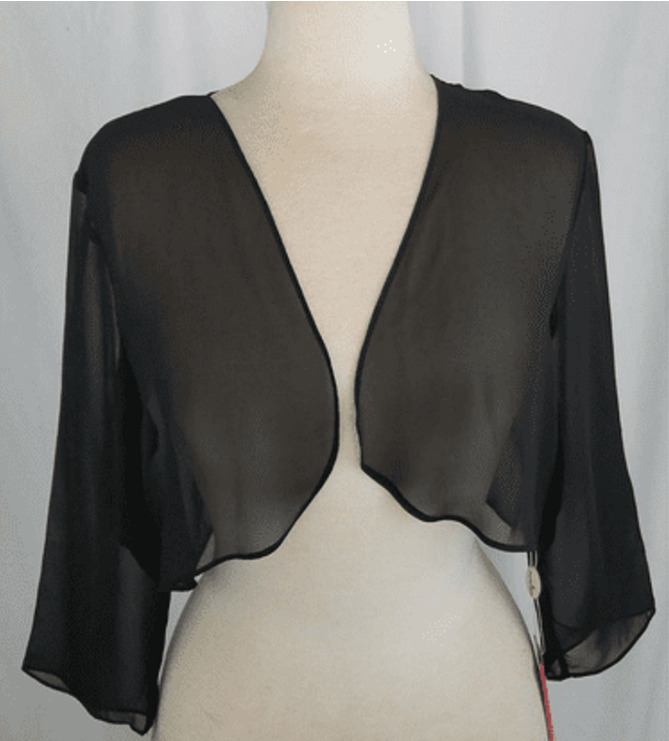 Beautiful Sheer Chiffon 3/4 sleeves Bolero Jacket /Shrug.#1005DQ(3 Colors Available , Black , Silver )