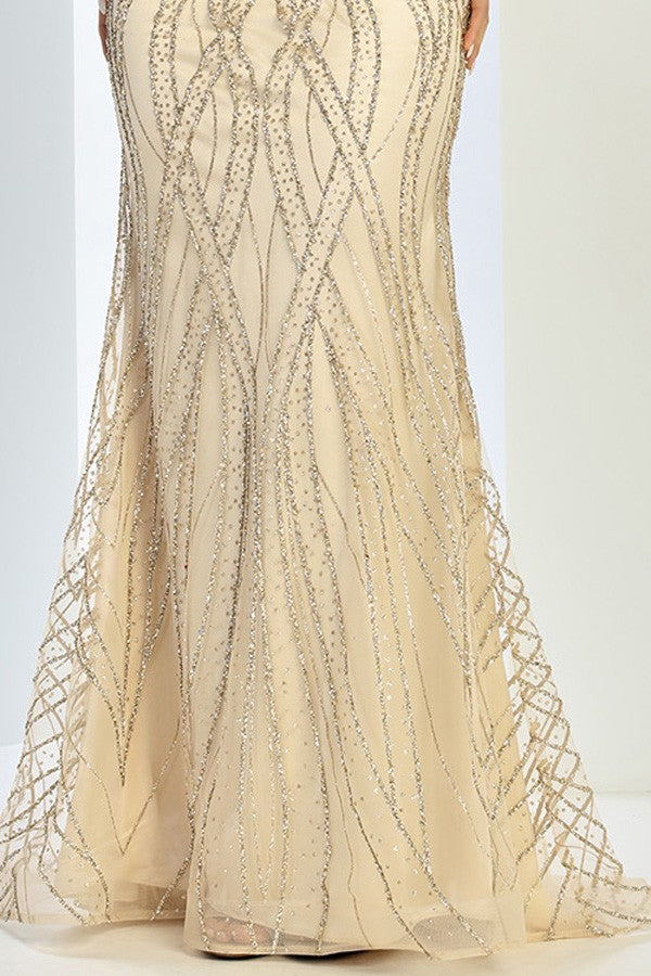 Strapless Glitter Print Sheath Dress