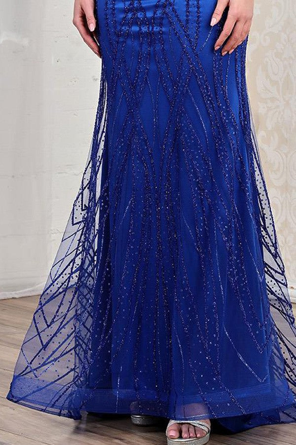 Strapless Glitter Print Sheath Dress