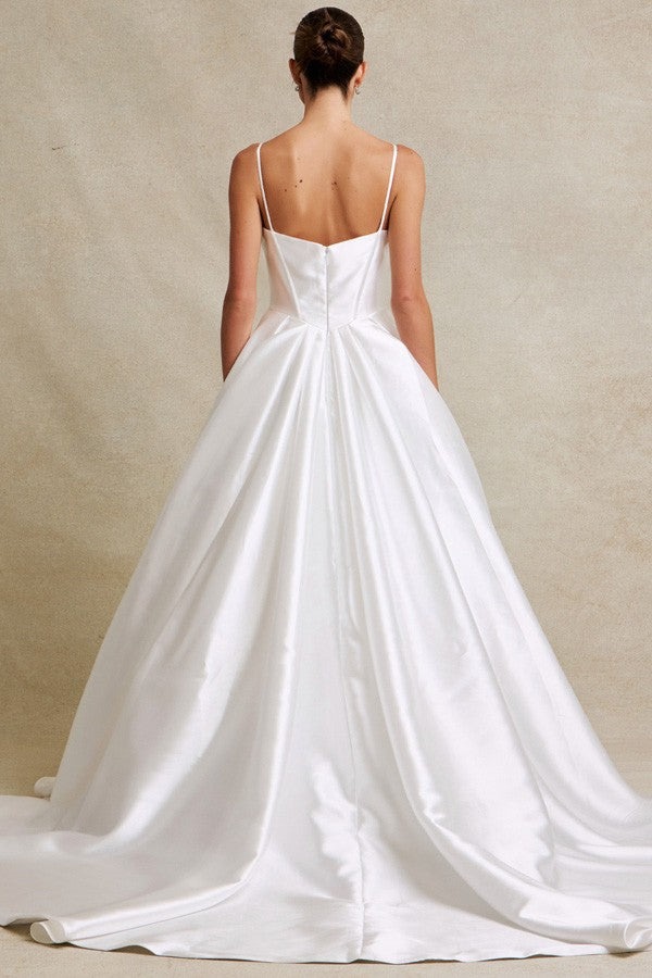 Sleeveless Cowl Neckline A Line Wedding Gown