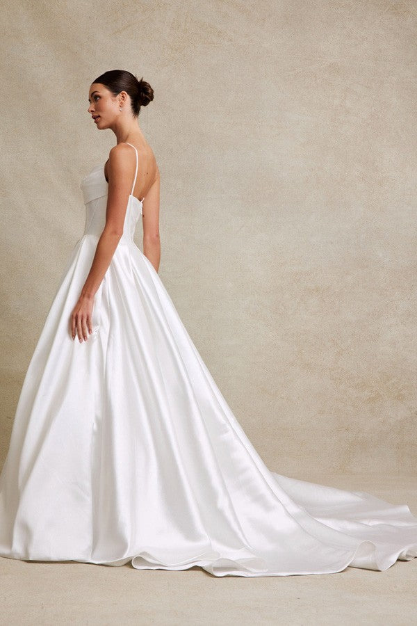 Sleeveless Cowl Neckline A Line Wedding Gown