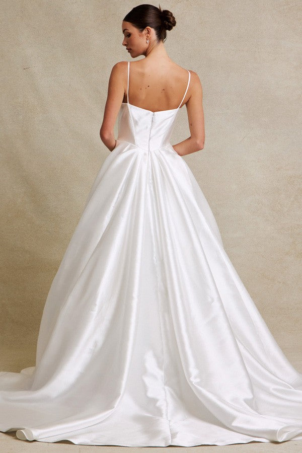 Sleeveless Cowl Neckline A Line Wedding Gown