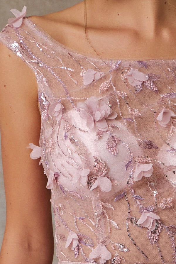 Sheer Illusion Top 3d Floral Applique Jacquard Dre