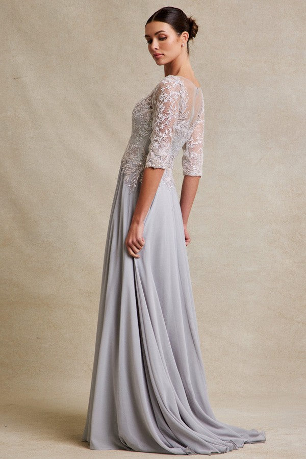 3 Quarter Sleeve Embellished V Neck A Line Mob Dre