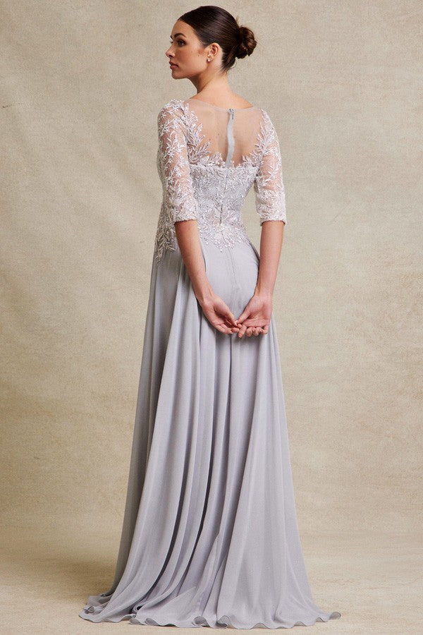 3 Quarter Sleeve Embellished V Neck A Line Mob Dre