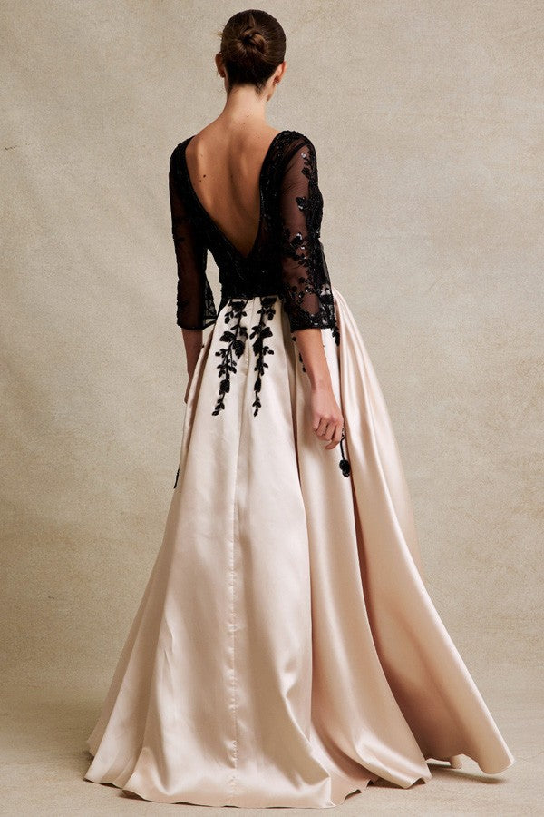 3 Quarter Sleeve Embellished Top Contrast Dress