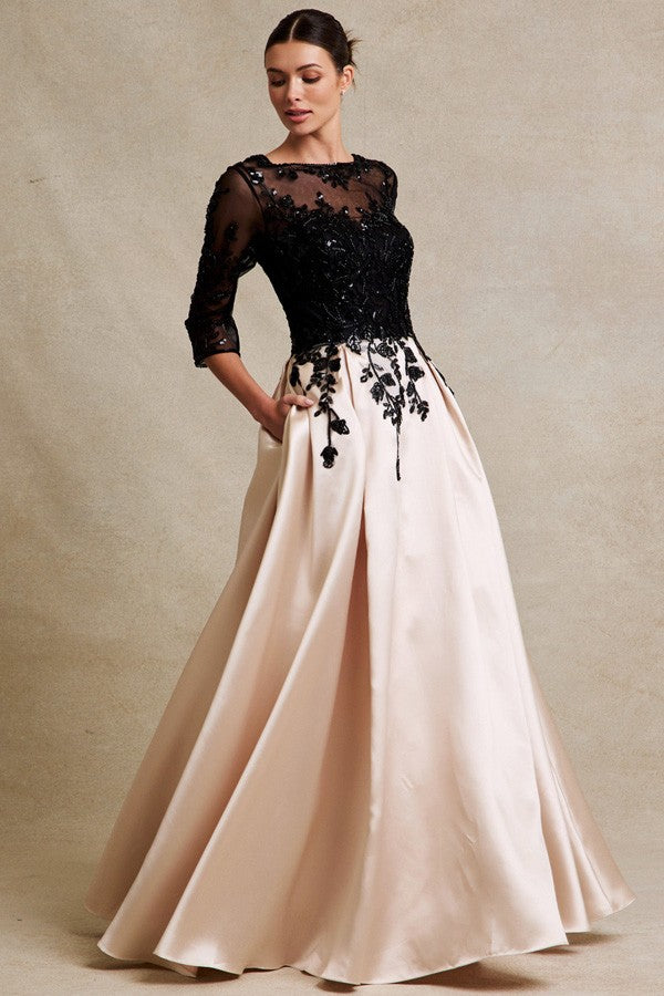 3 Quarter Sleeve Embellished Top Contrast Dress