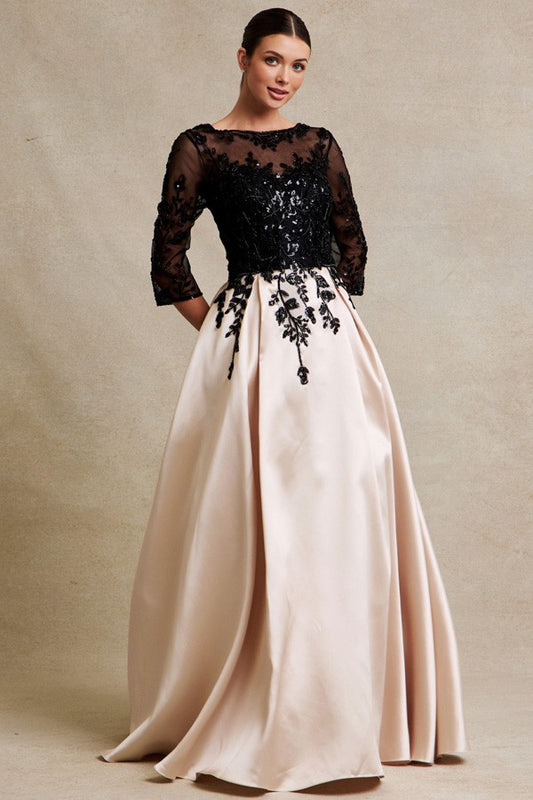 3 Quarter Sleeve Embellished Top Contrast Dress