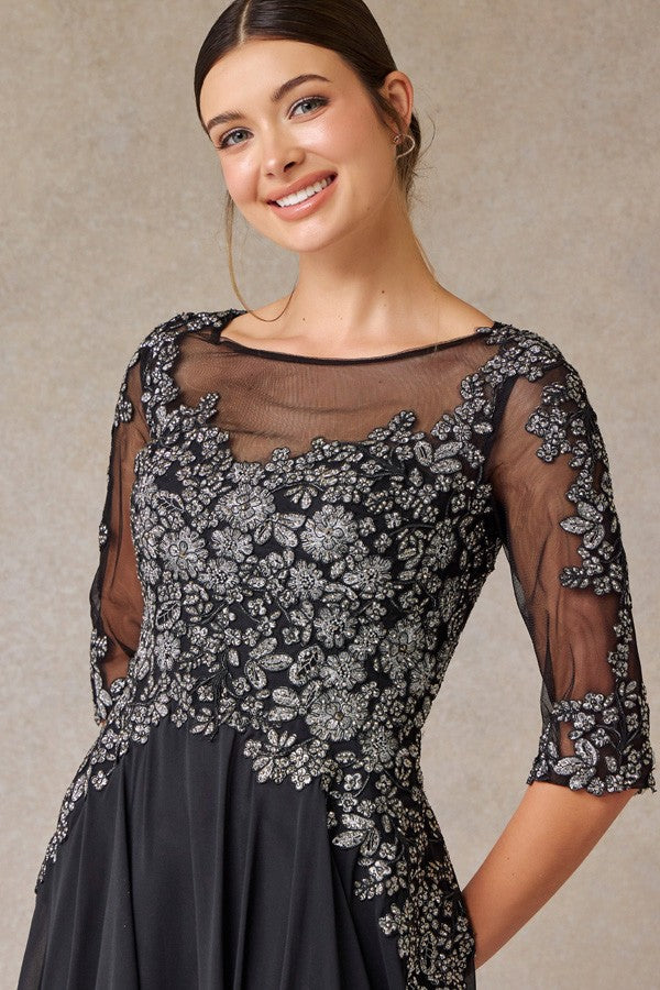 Illusion Bateau Neckline A Line Mama Dress