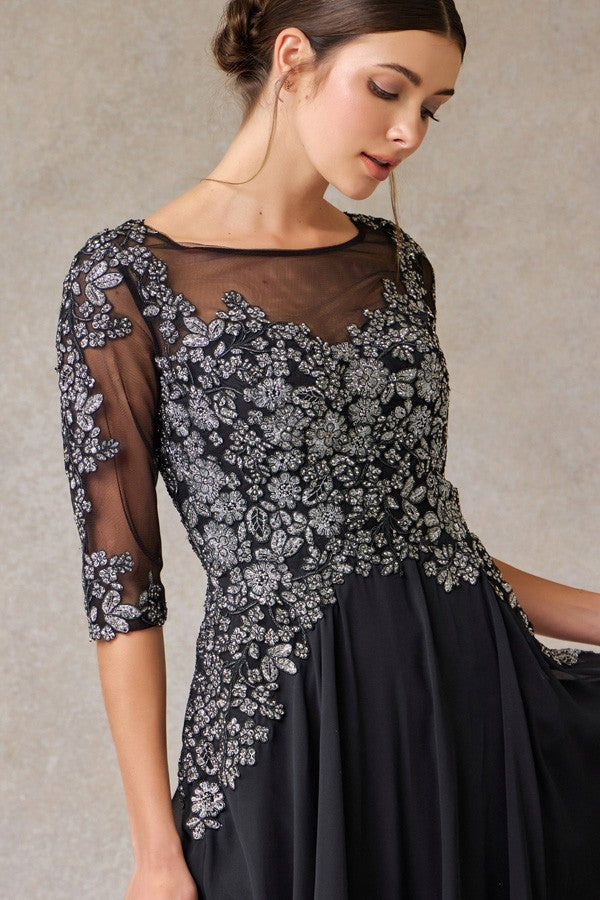 Illusion Bateau Neckline A Line Mama Dress