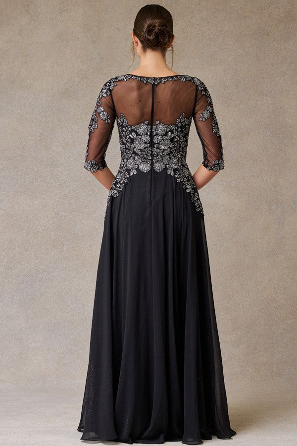 Illusion Bateau Neckline A Line Mama Dress