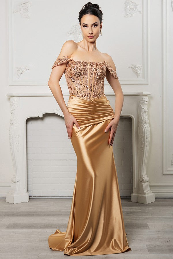 Off The Shoulder Embroidery Top Mermaid Dress