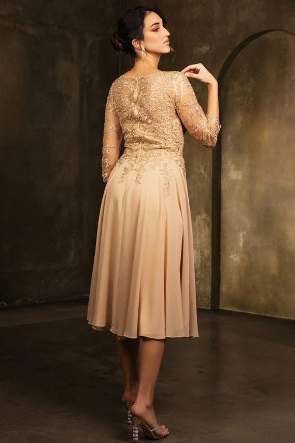 Sheer 3 Quarter Sleeve Midi Mama Dress