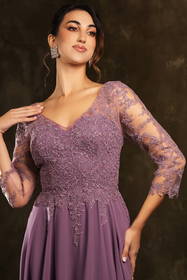 Sheer 3 Quarter Sleeve Midi Mama Dress