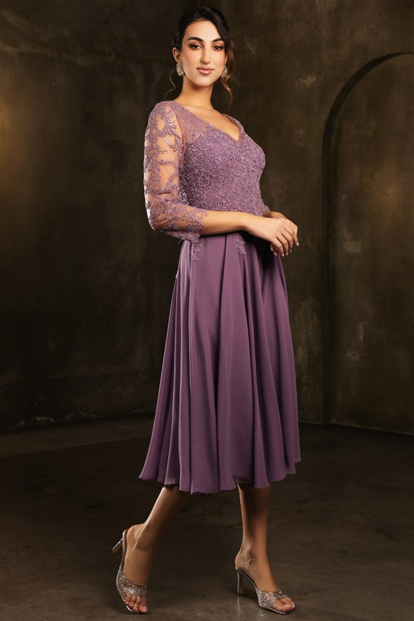 Sheer 3 Quarter Sleeve Midi Mama Dress