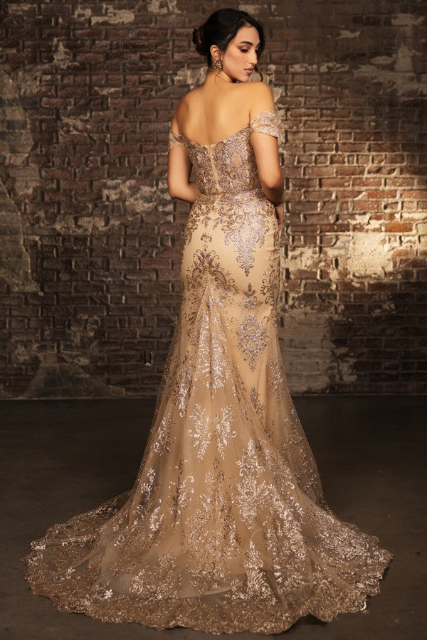 Off The Shoulder Plunging Neckline Sheath Dress