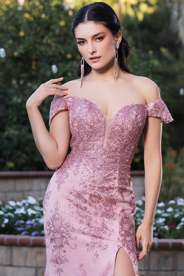 Off The Shoulder Plunging Neckline Sheath Dress