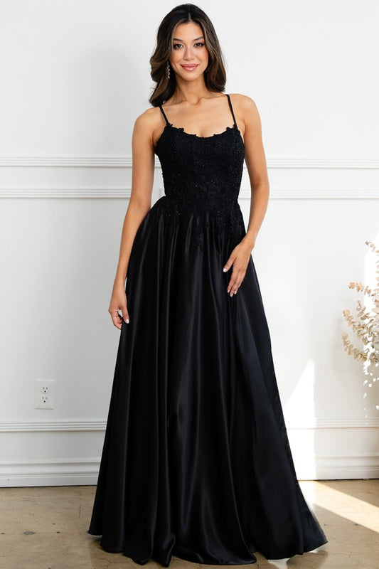 Sleeveless Spaghetti Straps A Line Satin Dress