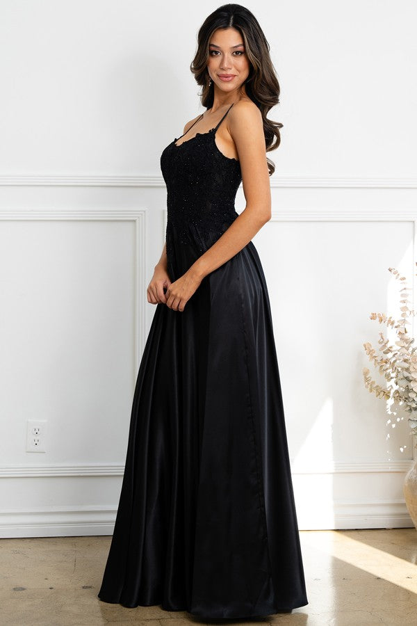 Sleeveless Spaghetti Straps A Line Satin Dress