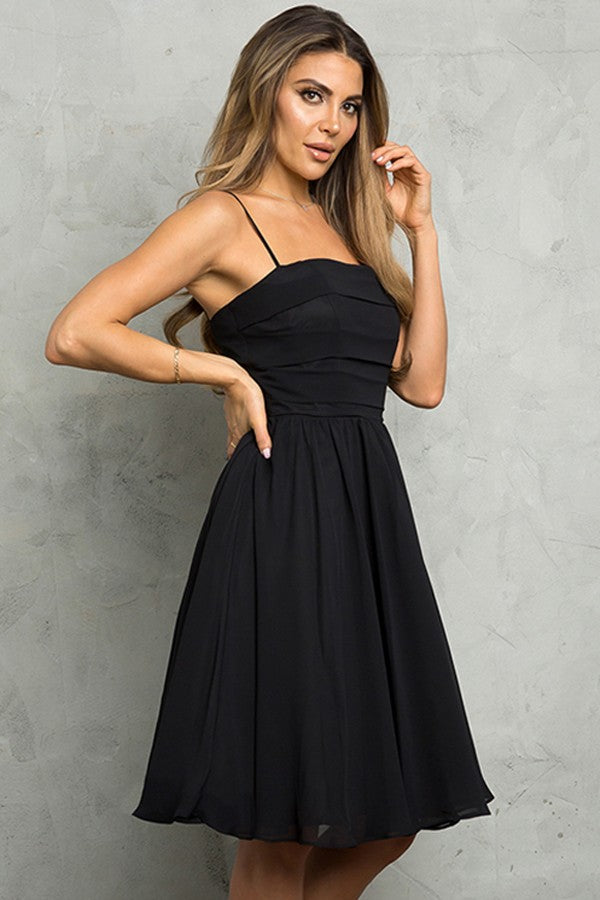 Sleeveless Spaghetti Straps Chiffon Short Dress