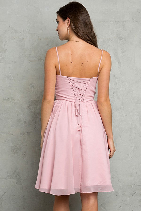 Sleeveless Spaghetti Straps Chiffon Short Dress