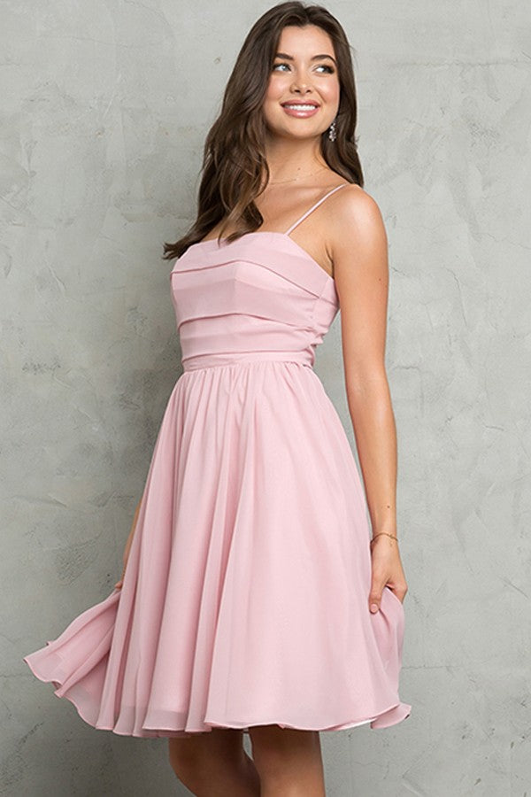 Sleeveless Spaghetti Straps Chiffon Short Dress