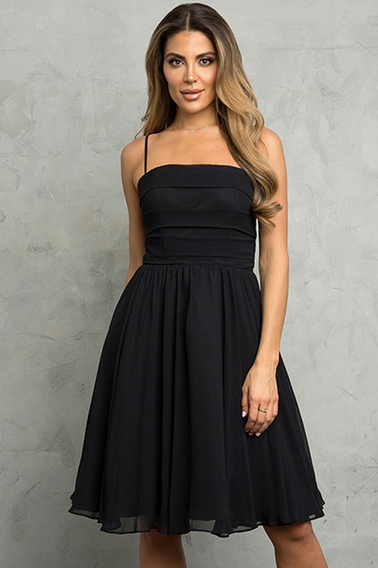 Sleeveless Spaghetti Straps Chiffon Short Dress