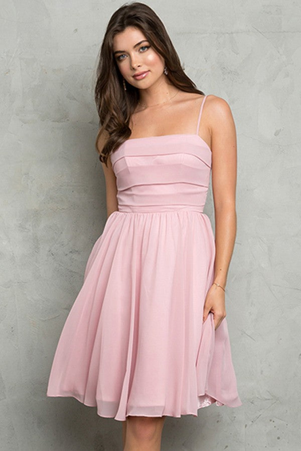 Sleeveless Spaghetti Straps Chiffon Short Dress