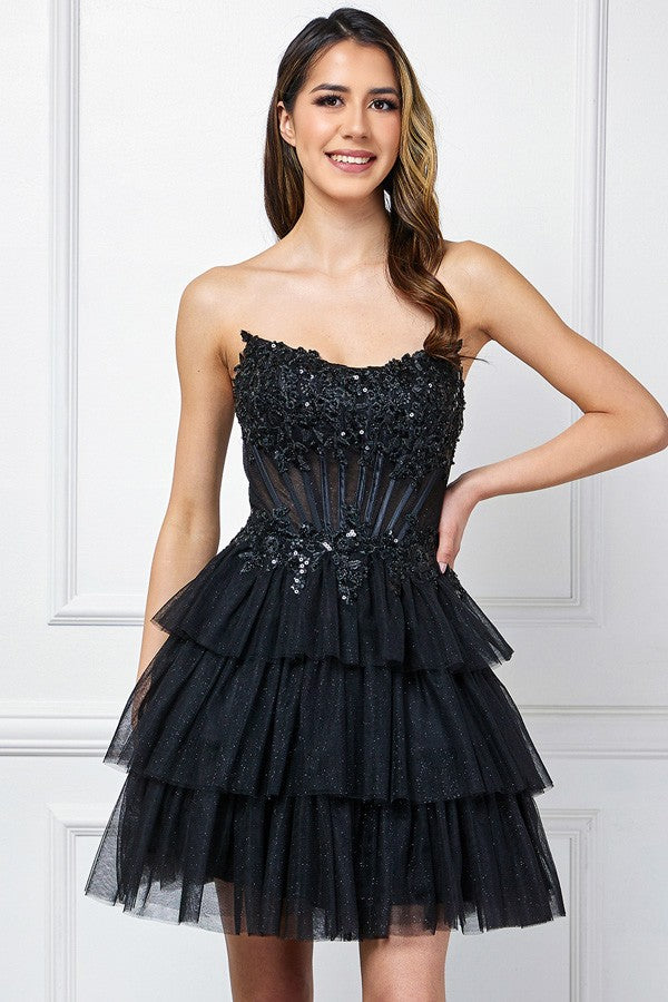 Strapless Bateau Straight Bustline Cocktail Dress