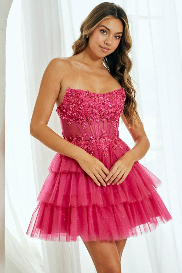 Strapless Bateau Straight Bustline Cocktail Dress