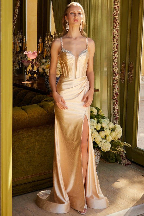 Sleeveless Plunging Neckline Bead Trimmed Sheath G