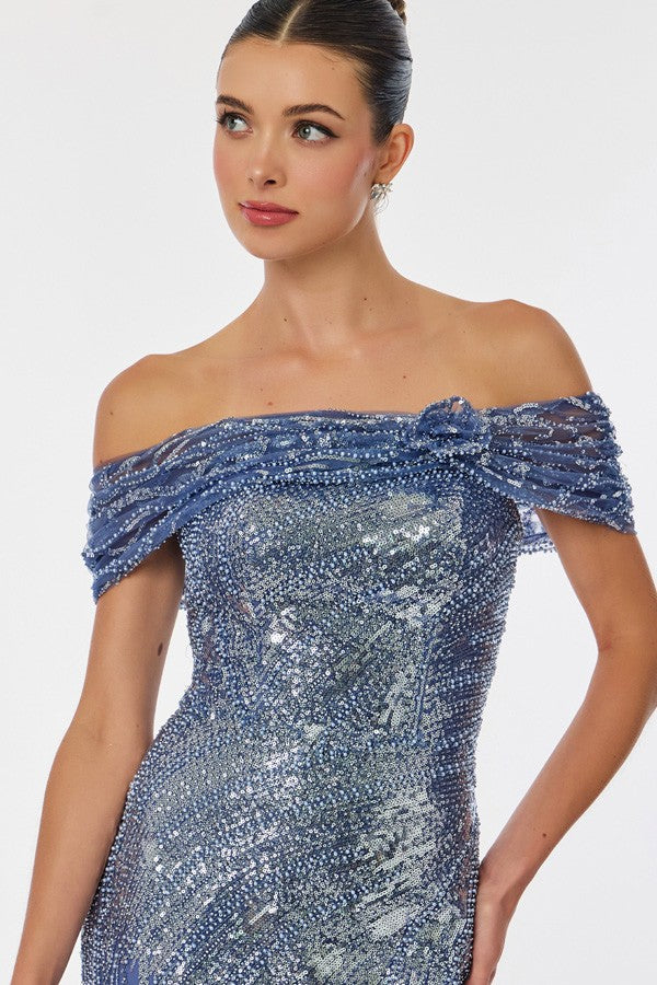 Strapless Off The Shoulder Glitter Sequin Mermaid