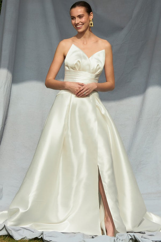 Strapless Sweetheart Mikado A-line Wedding Gown