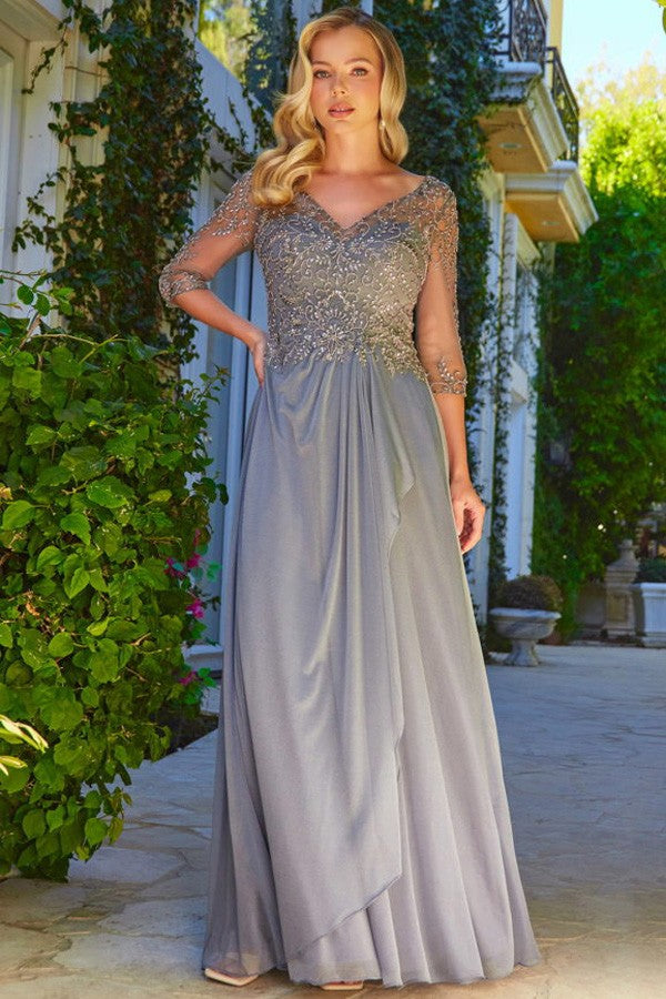 3quarter Sleeve Deep V Neck Embellished Top Mob Dr