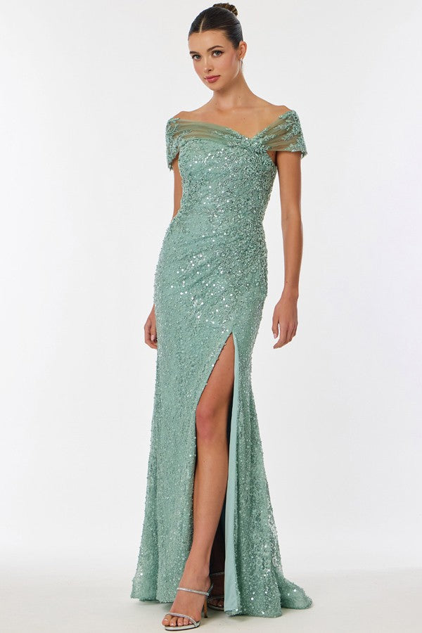 Asymmetric Shoulder Line Embellished Sheath Dress