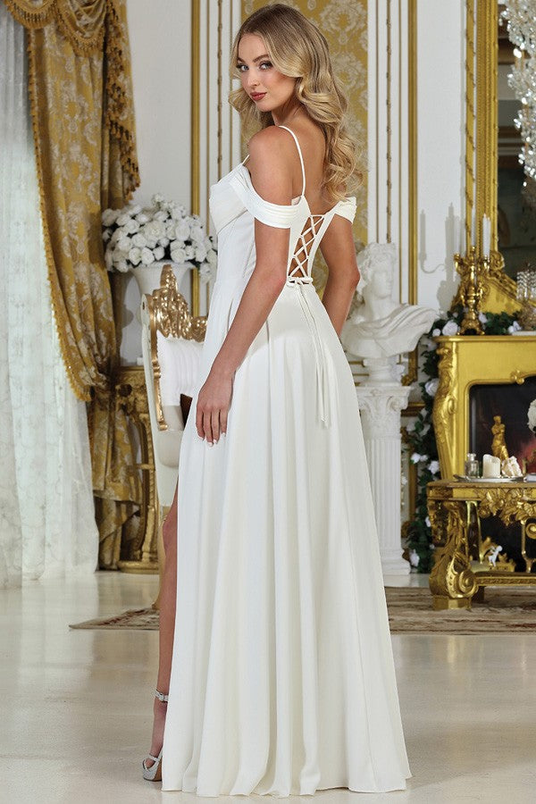 Off Shoulder Cowl Sweetheart Neckline Wedding Gown