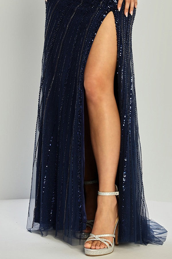 Off Shoulder Sweetheart Embellished Sheath Dress